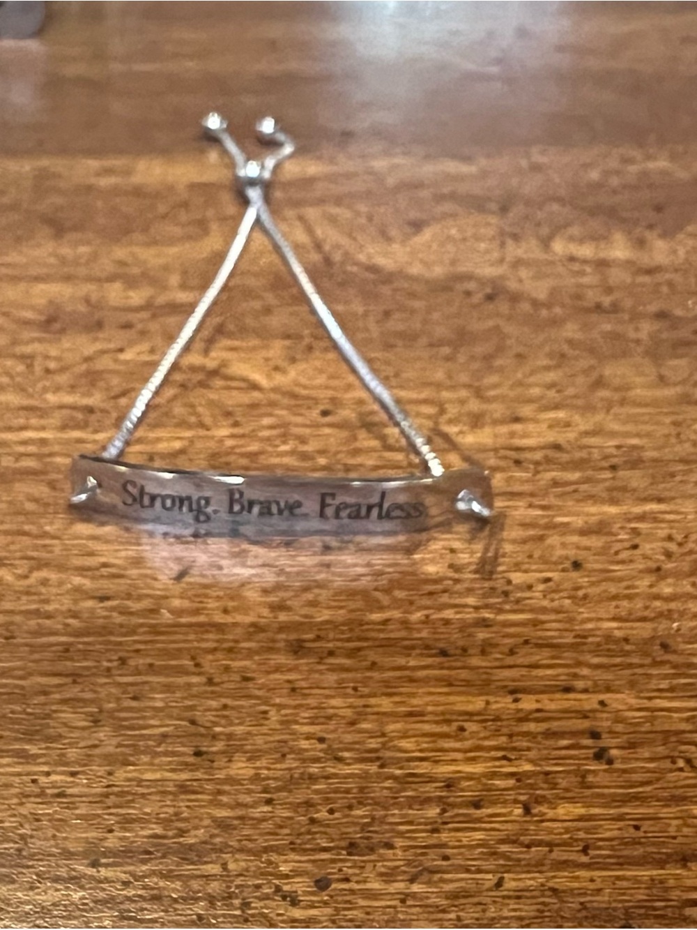 New Stainless Steel Inspirational Adjustable Bracelet "Strong. Brave. Fearless."